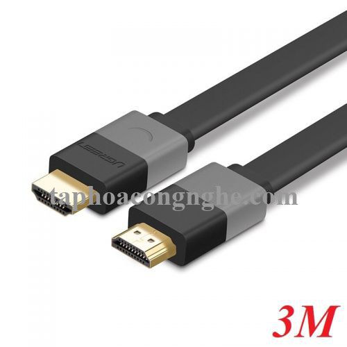 Ugreen 30111 3M màu Đen Cáp tín hiệu HDMI vỏ nhựa PVC cao cấp cáp dẹt HD120 30030111